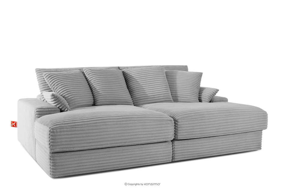 ACERA Dreisitzer-Sofa mit tiefer Sitzfläche aus hellgrauem Kordstoff hellgrau - Foto 2