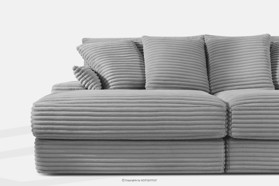 ACERA Dreisitzer-Sofa mit tiefer Sitzfläche aus hellgrauem Kordstoff hellgrau - Foto 5