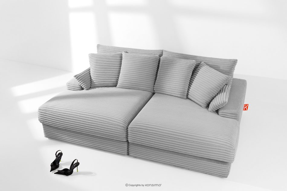 ACERA Dreisitzer-Sofa mit tiefer Sitzfläche aus hellgrauem Kordstoff hellgrau - Foto 1