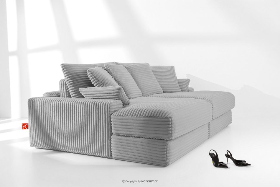 ACERA Dreisitzer-Sofa mit tiefer Sitzfläche aus hellgrauem Kordstoff hellgrau - Foto 11