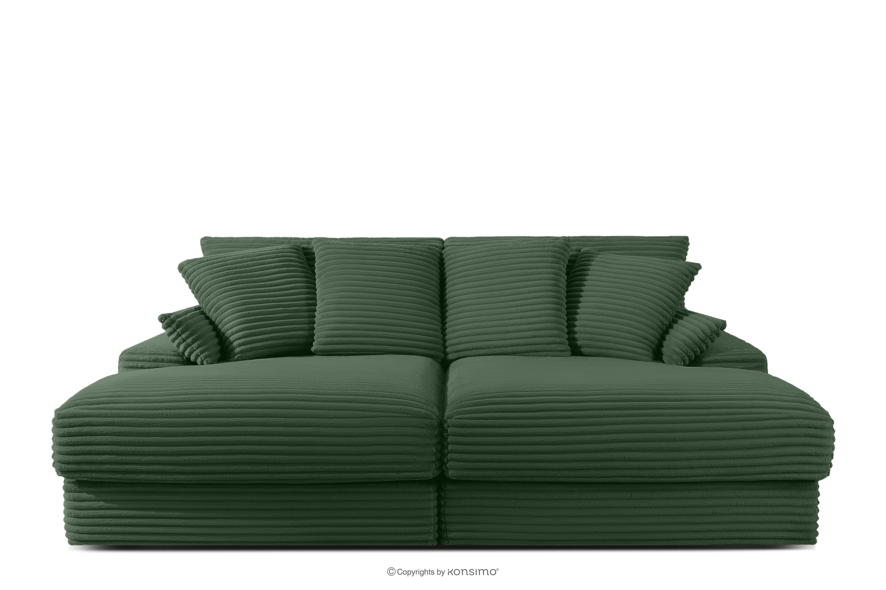 Dreisitzer-Sofa mit tiefer Sitzfläche aus dunkelgrünem Kordstoff