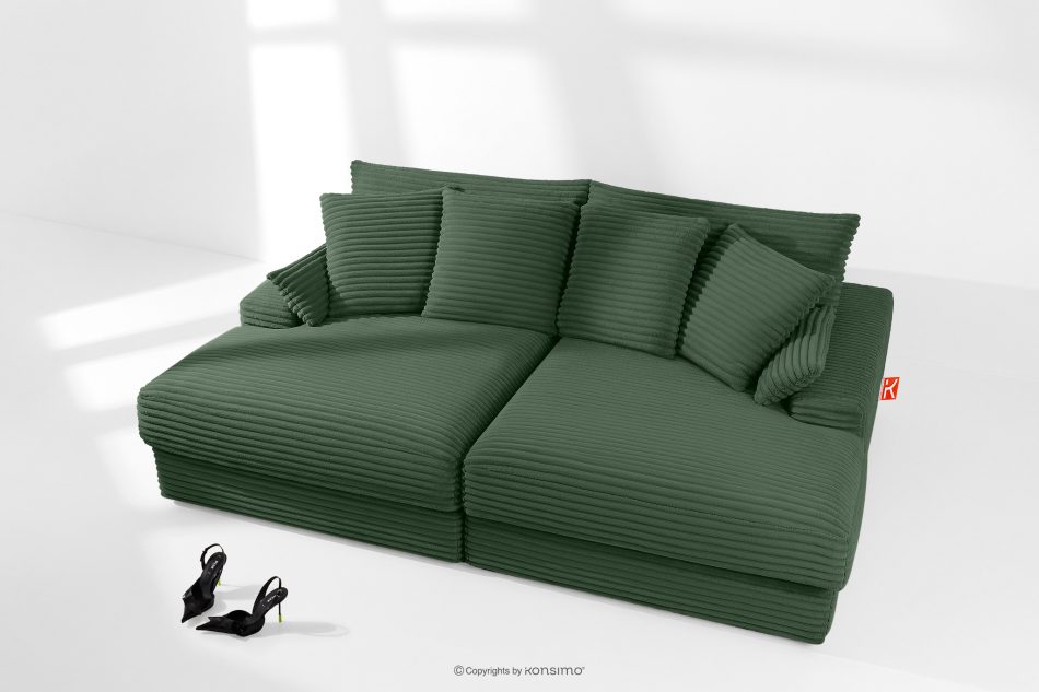 ACERA Dreisitzer-Sofa mit tiefer Sitzfläche aus dunkelgrünem Kordstoff dunkelgrün - Foto 1