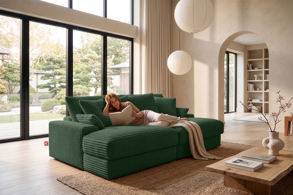 ACERA Dreisitzer-Sofa mit tiefer Sitzfläche aus dunkelgrünem Kordstoff dunkelgrün - Foto 13