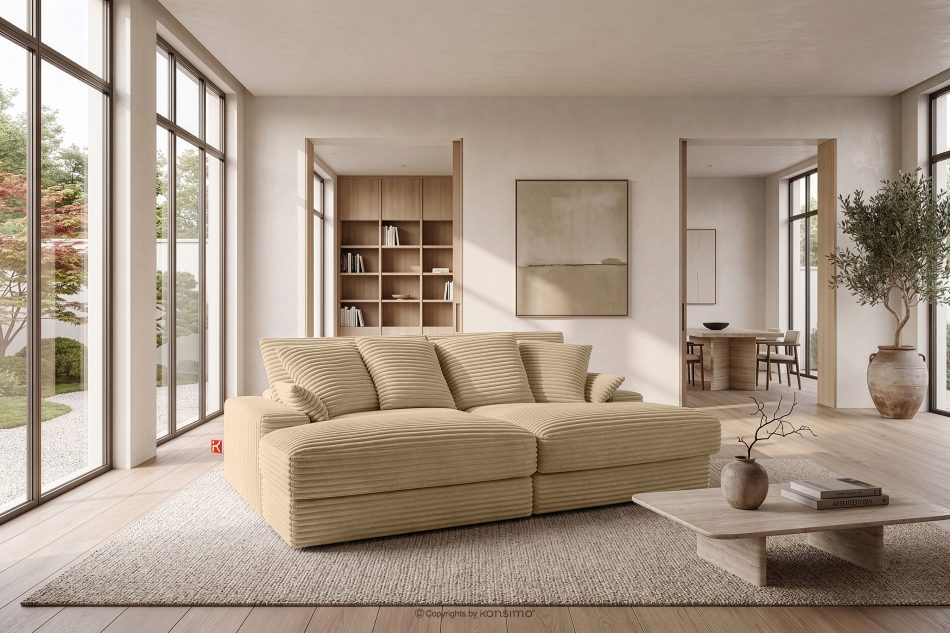 ACERA Dreisitzer-Sofa mit großzügiger Sitzfläche aus sandfarbenem Kordstoff sandfarben - Foto 12