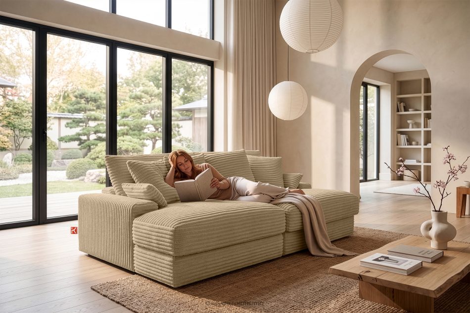 ACERA Dreisitzer-Sofa mit großzügiger Sitzfläche aus sandfarbenem Kordstoff sandfarben - Foto 13