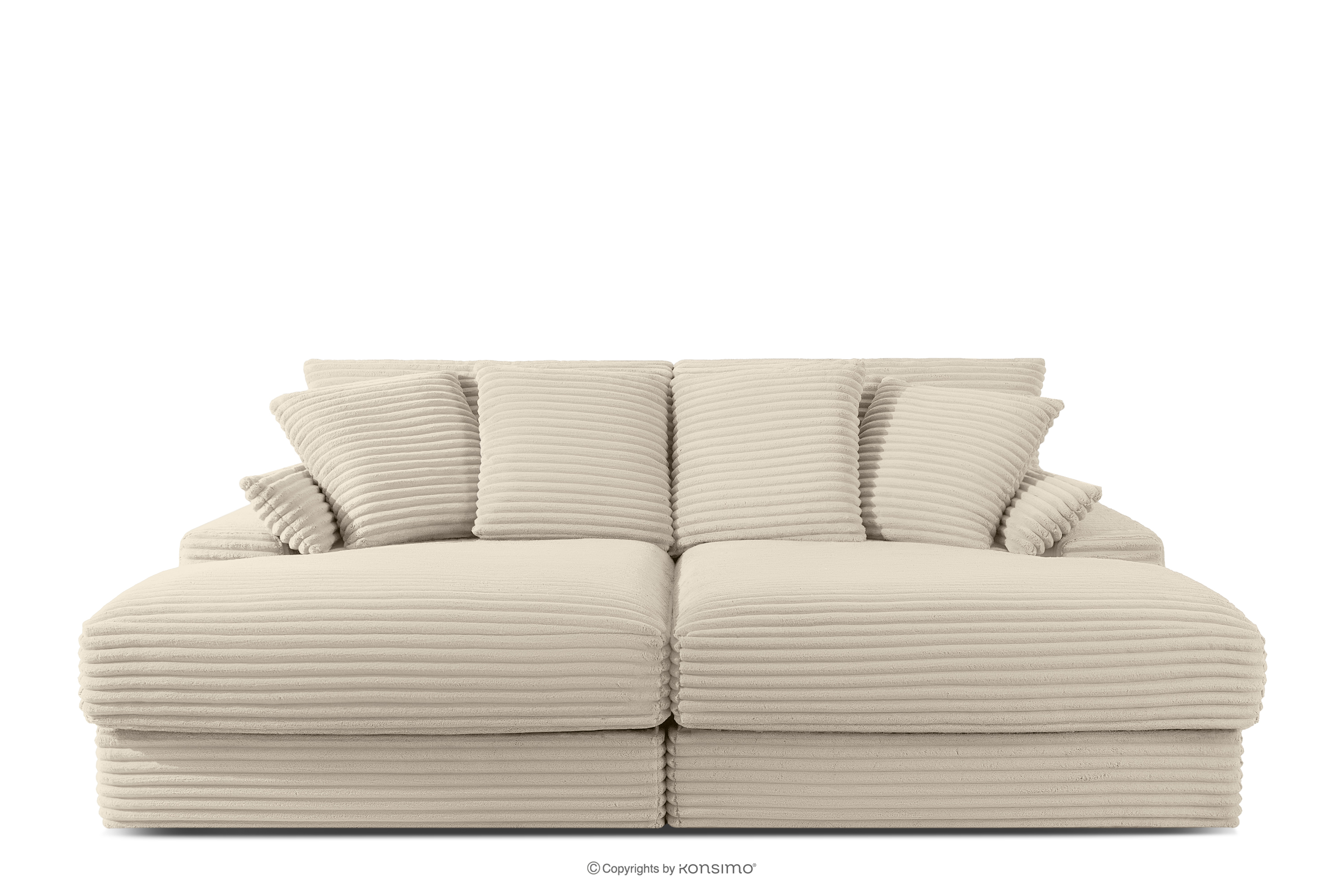 Dreisitzer-Sofa mit großzügiger Sitzfläche aus beigem Kordstoff
