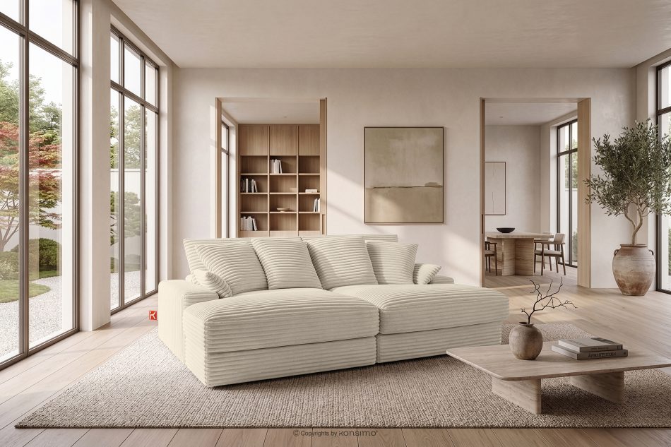 ACERA Dreisitzer-Sofa mit großzügiger Sitzfläche aus beigem Kordstoff beige - Foto 12