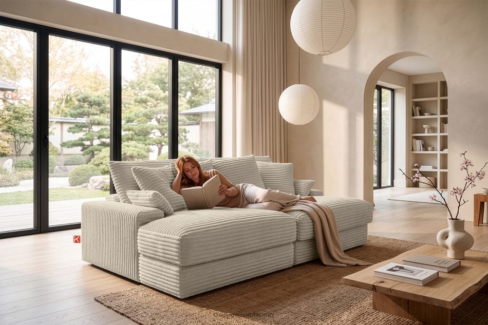 ACERA Dreisitzer-Sofa mit großzügiger Sitzfläche aus beigem Kordstoff beige - Foto 13