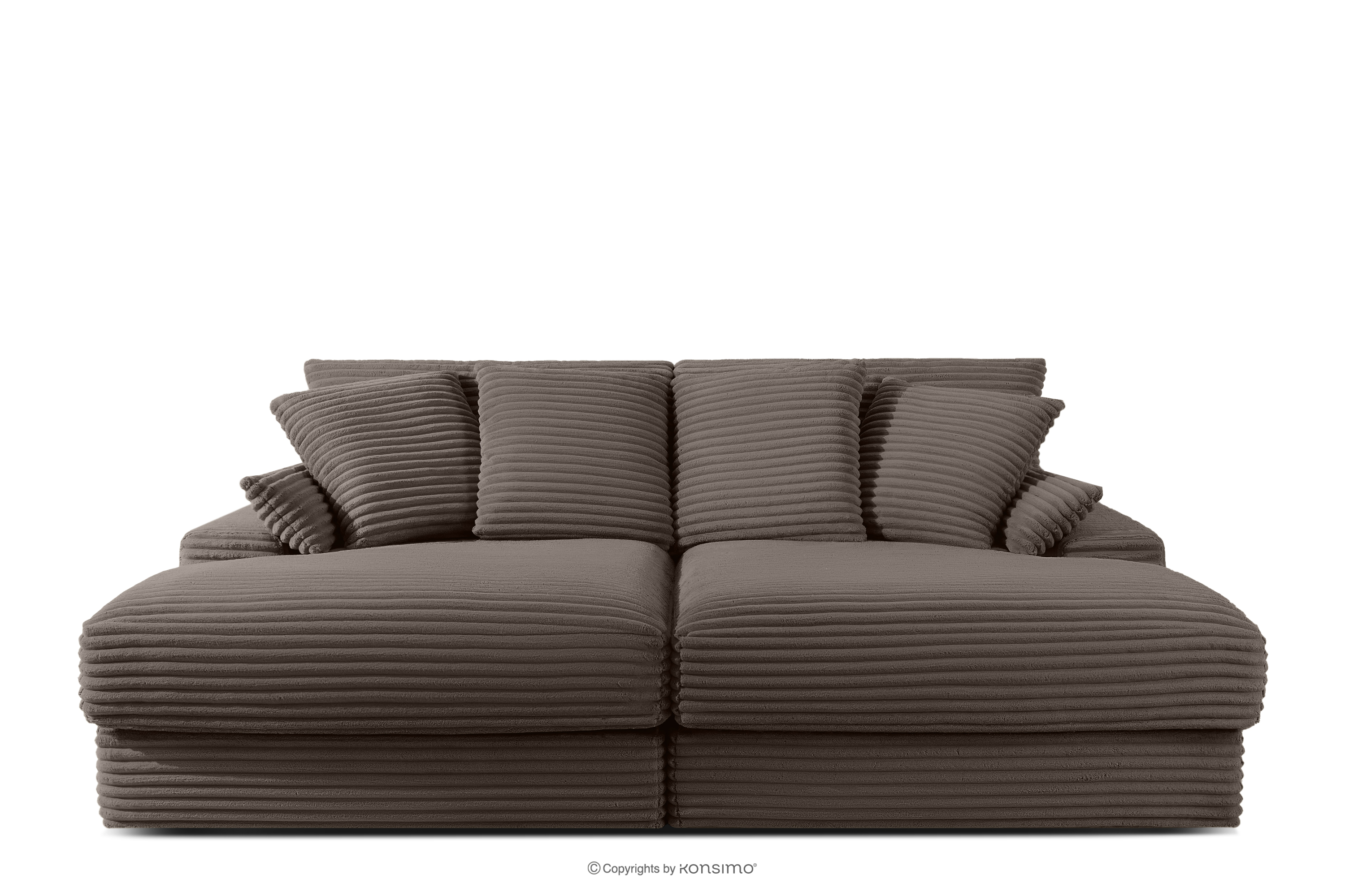 Dreisitzer-Sofa mit tiefer Sitzfläche aus braunem Kordstoff