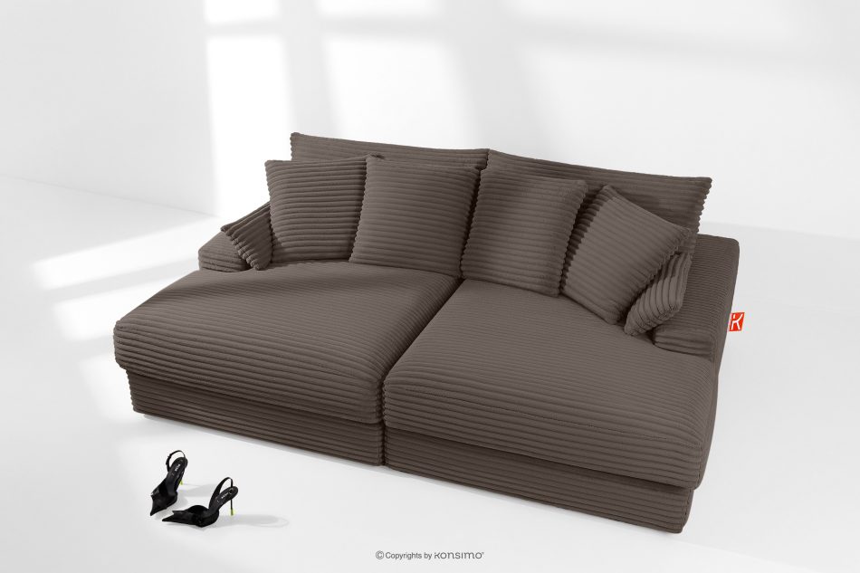 ACERA Dreisitzer-Sofa mit tiefer Sitzfläche aus braunem Kordstoff braun - Foto 1