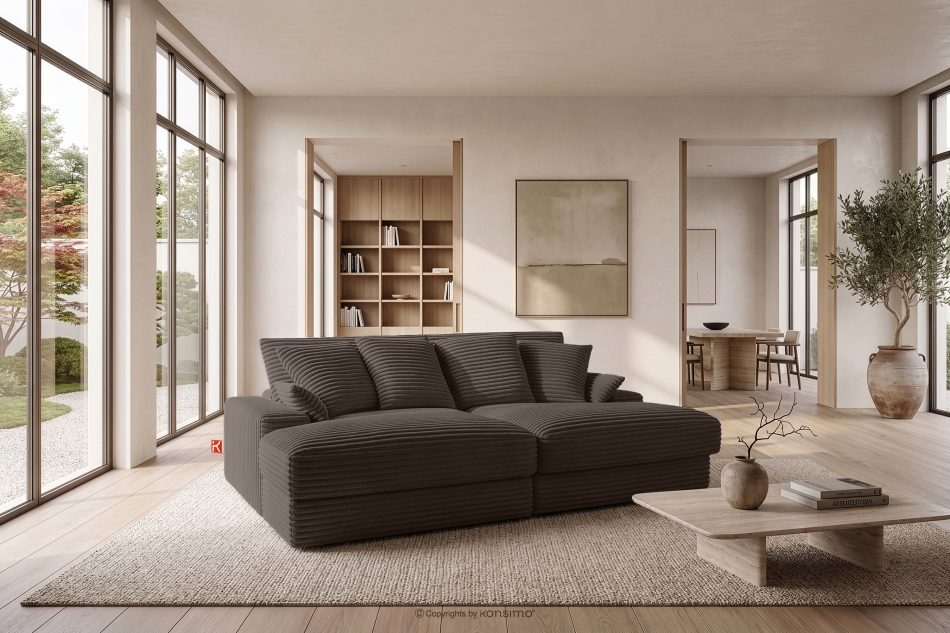 ACERA Dreisitzer-Sofa mit tiefer Sitzfläche aus braunem Kordstoff braun - Foto 12