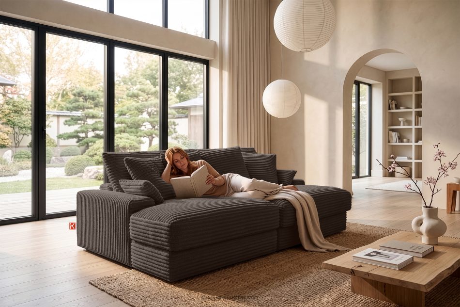 ACERA Dreisitzer-Sofa mit tiefer Sitzfläche aus braunem Kordstoff braun - Foto 13