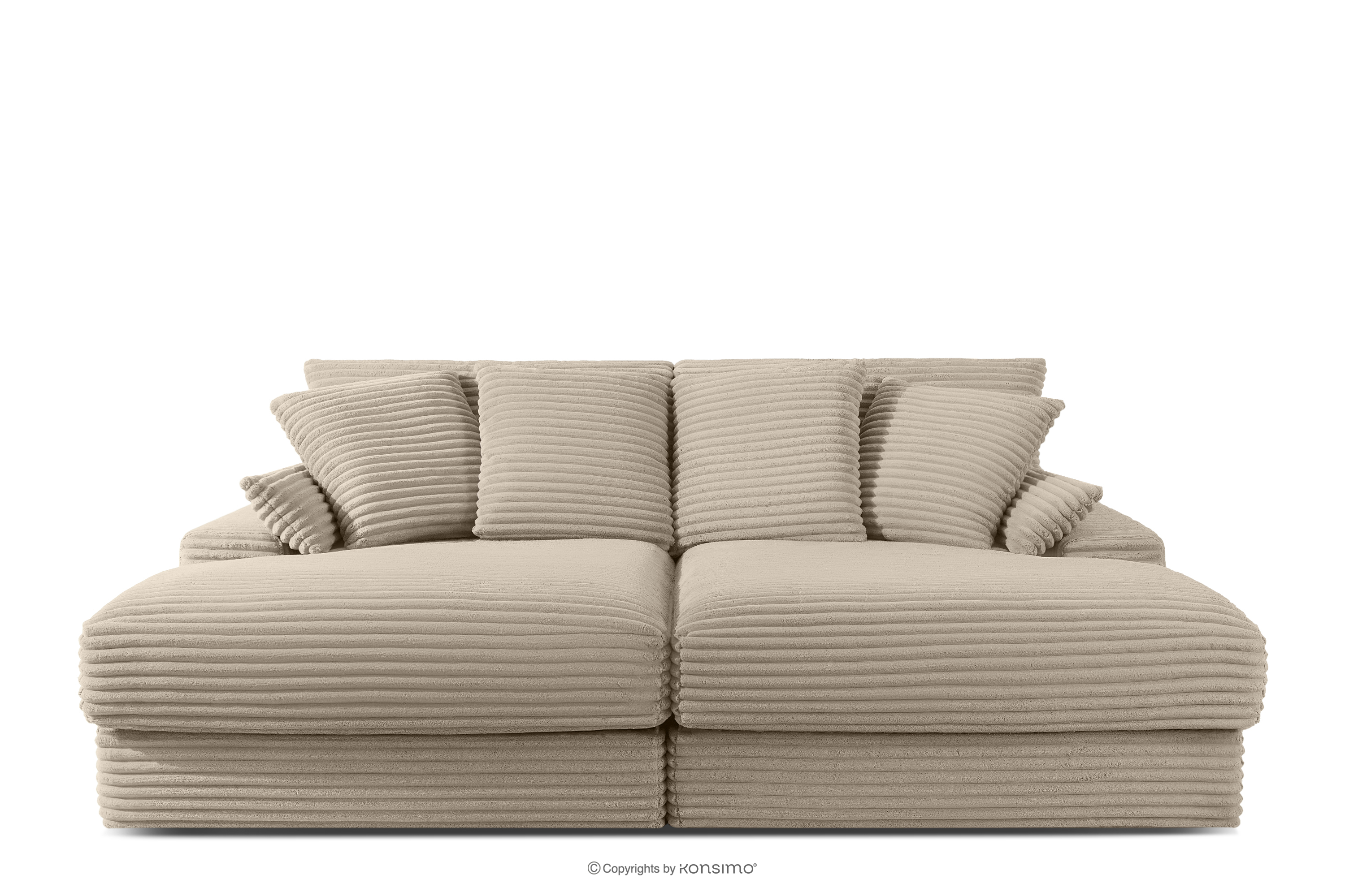 Dreisitzer-Sofa mit großzügiger Sitzfläche aus taupefarbenem Kordstoff