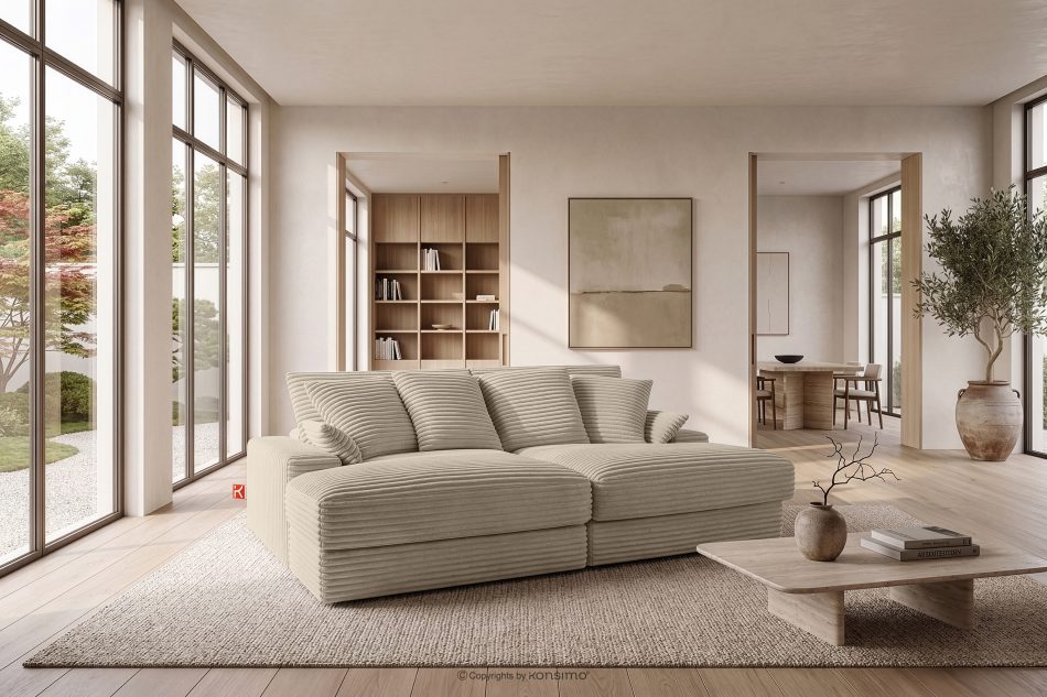 ACERA Dreisitzer-Sofa mit großzügiger Sitzfläche aus taupefarbenem Kordstoff taupe - Foto 12
