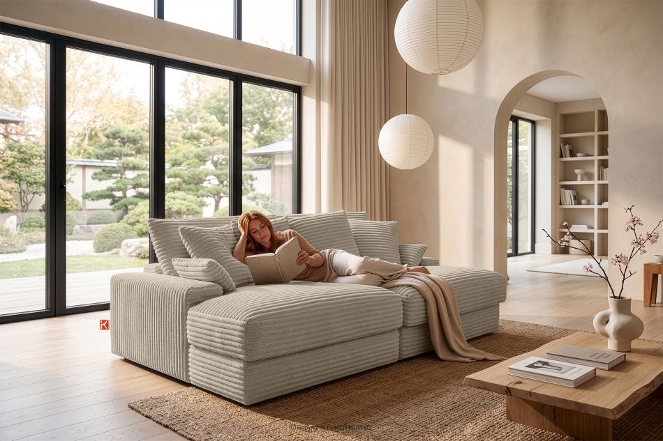 ACERA Dreisitzer-Sofa mit großzügiger Sitzfläche aus taupefarbenem Kordstoff taupe - Foto 13