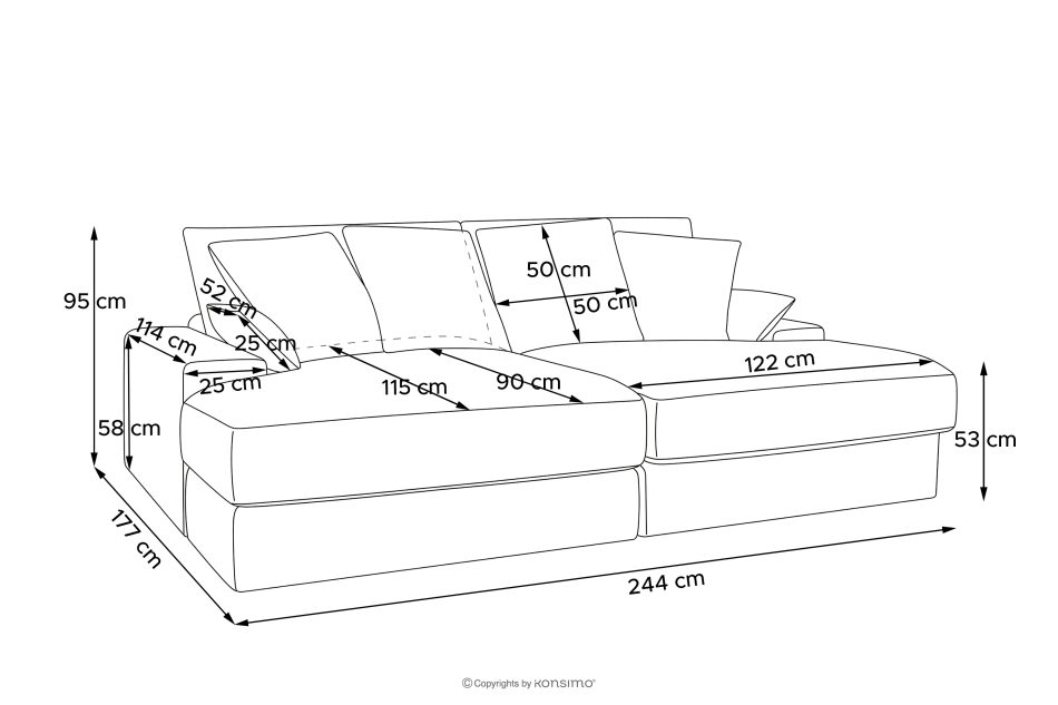 ACERA Dreisitzer-Sofa mit tiefer Sitzfläche aus grauem Kordstoff grau - Foto 15