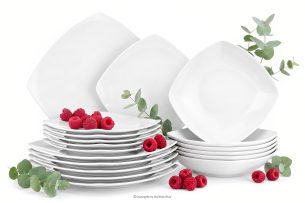 CARLINA, https://konsimo.de/kollektion/carlina/ Quadratisches Tafelservice für 6 Personen 18 Elemente weiß weiß - Foto