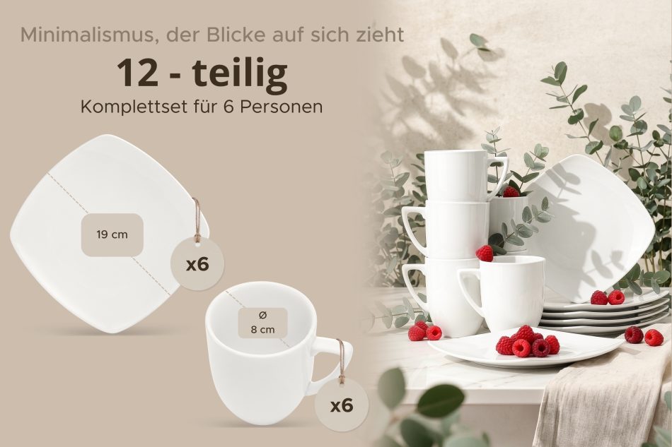 CARLINA Teeservice 6 Personen (12 -teilig.) weiß - Foto 6