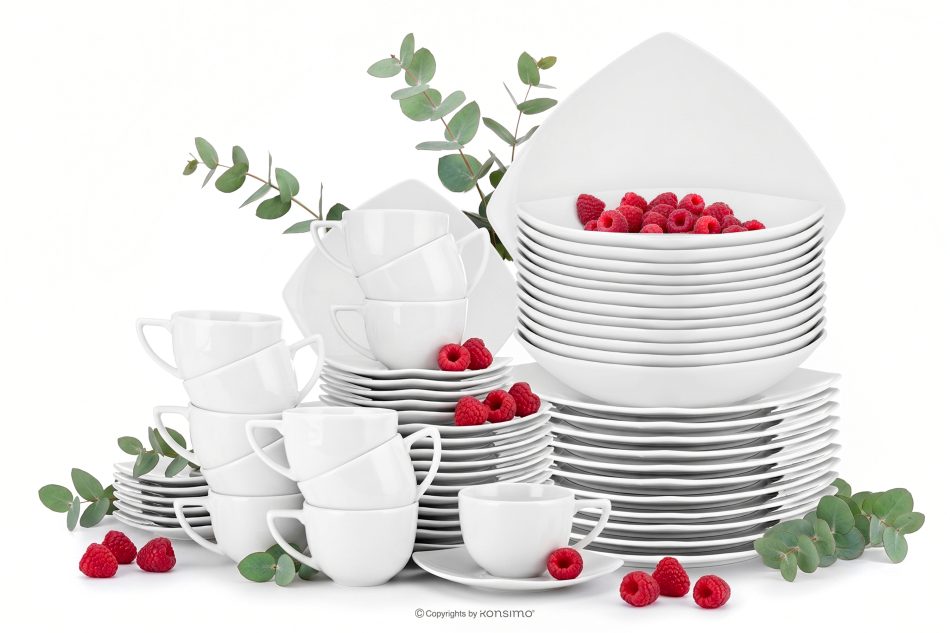 CARLINA Tafel- und Kaffeeservice für 12 Personen 60 Elemente weiß weiß - Foto 0