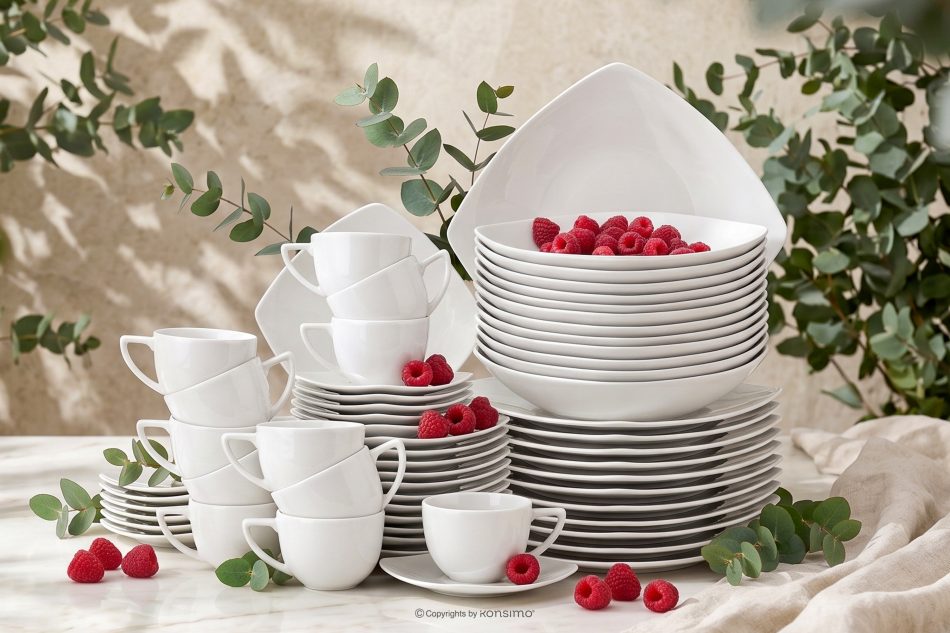CARLINA Tafel- und Kaffeeservice für 12 Personen 60 Elemente weiß weiß - Foto 1