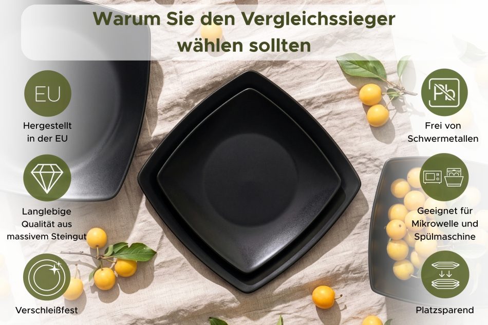 EPIRI Porzellan Tafelservice 6-Personen  (18 tlg.) schwarz matt mattes schwarz - Foto 9