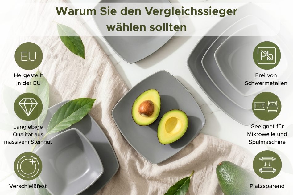 EPIRI Porzellan Tafelservice 6-Personen  (18 tlg.) matt grau mattgrau - Foto 9