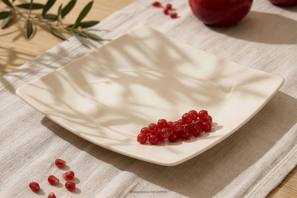 EPIRI Quadratisches Essgeschirrset beige glänzend 12 Personen (36 tlg) beige glänzend - Foto 10