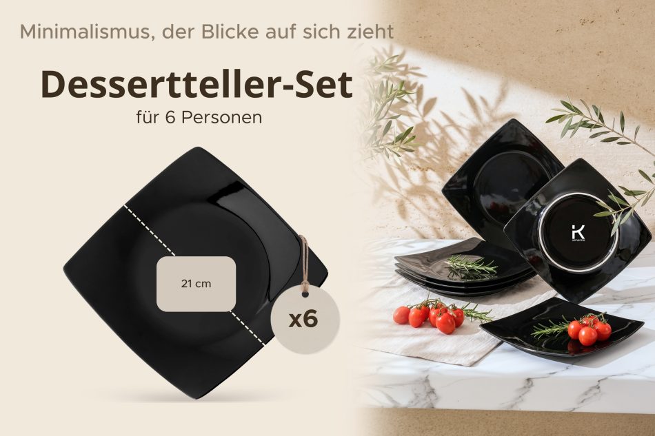 EPIRI Dessertteller 6 tlg. schwarz schwarz - Foto 7