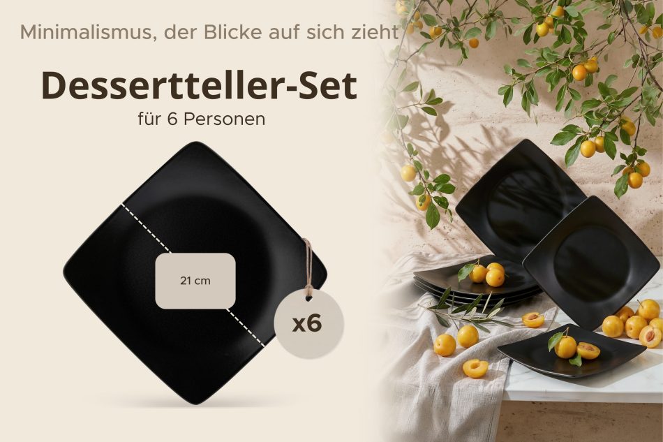 EPIRI Dessertteller 6 tlg. mattschwarz mattes schwarz - Foto 7