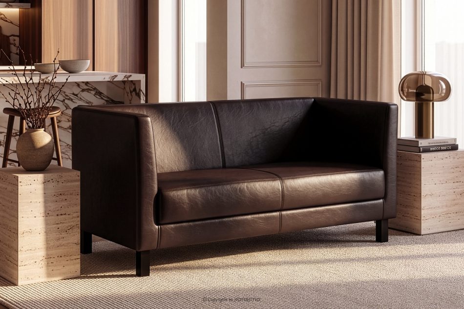ESPECTO Braunes Kunstleder-Wartezimmersofa dunkelbraun - Foto 1