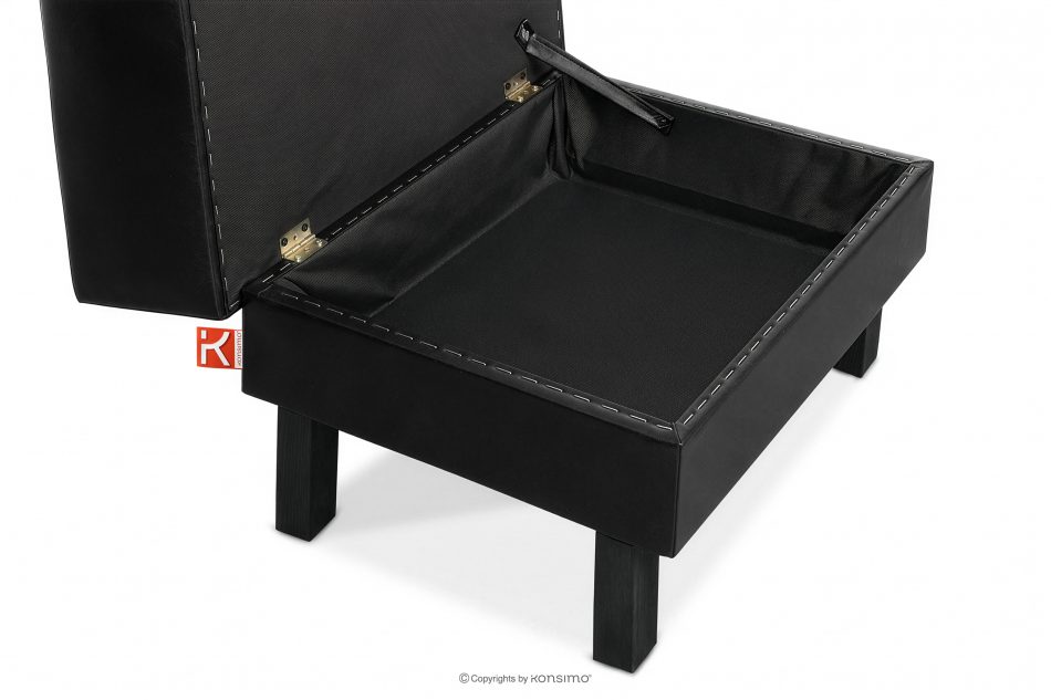 ESPECTO Kunstleder Pouffe schwarz schwarz - Foto 6