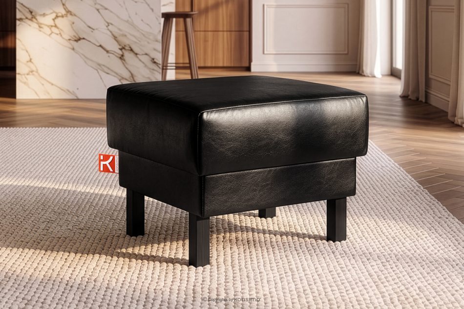 ESPECTO Kunstleder Pouffe schwarz schwarz - Foto 1