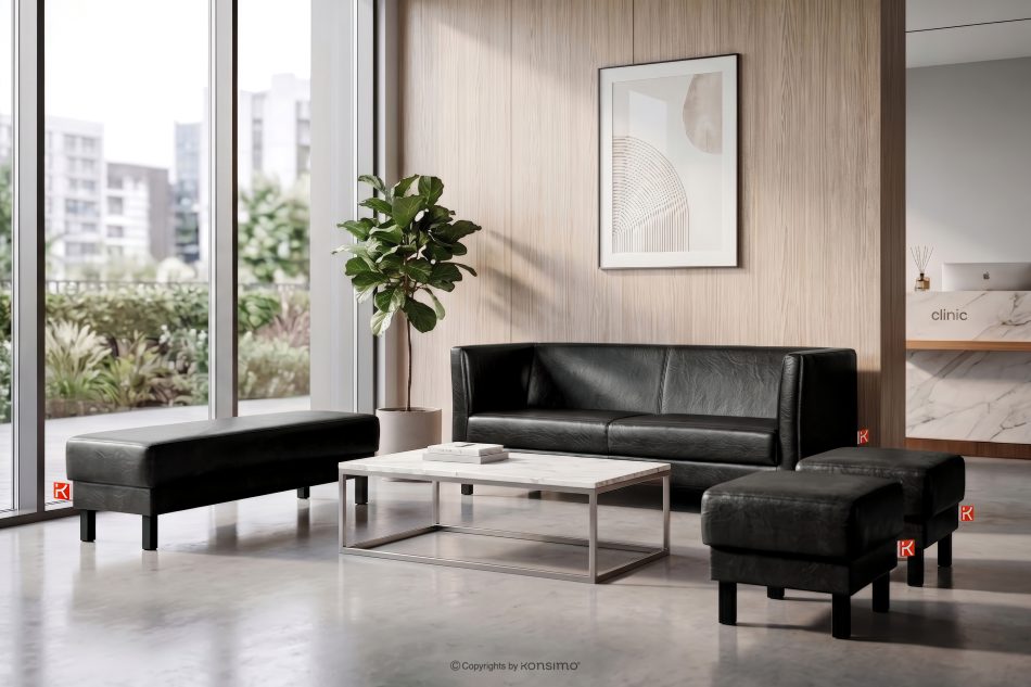 ESPECTO Kunstleder Pouffe schwarz schwarz - Foto 9