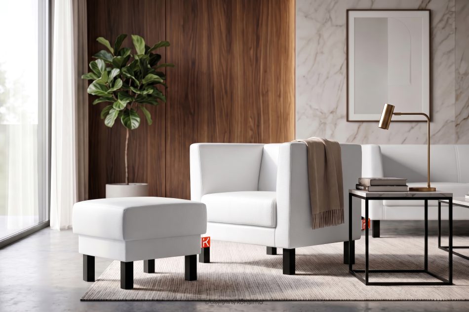 ESPECTO Eco leder pouffe weiß weiß - Foto 8