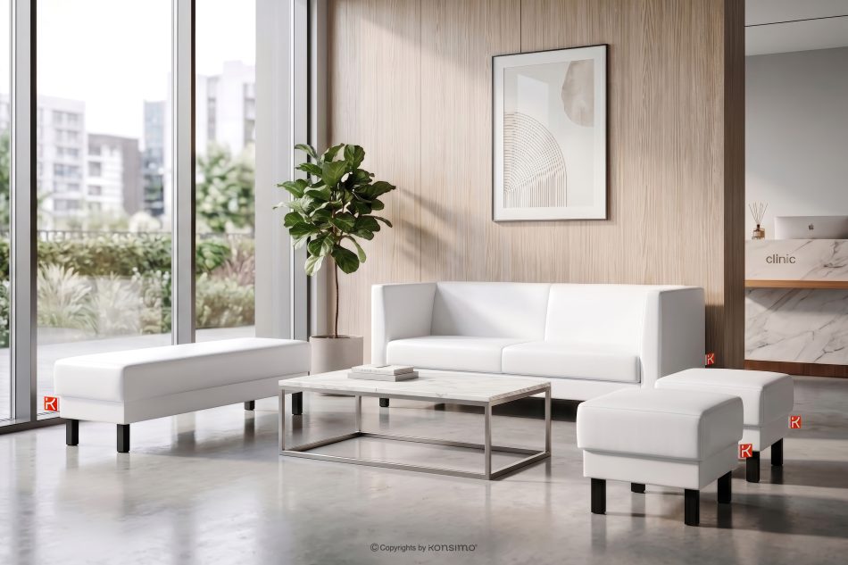 ESPECTO Eco leder pouffe weiß weiß - Foto 9