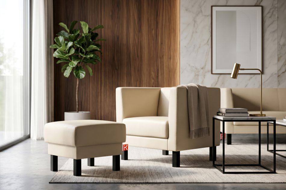 ESPECTO Eco leder pouffe creme cremefarben - Foto 8