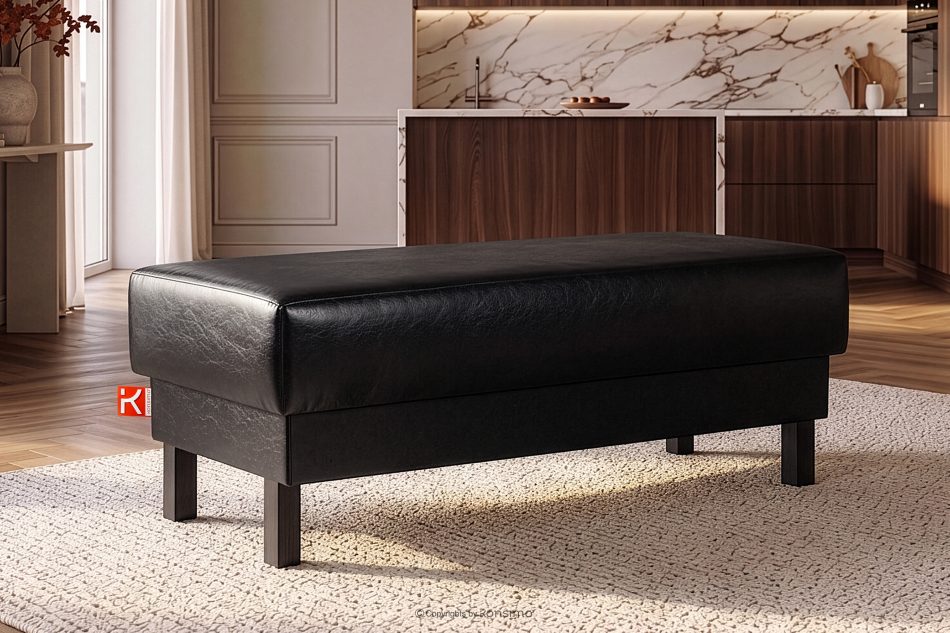 ESPECTO Kunstleder pouffe schwarz schwarz - Foto 1