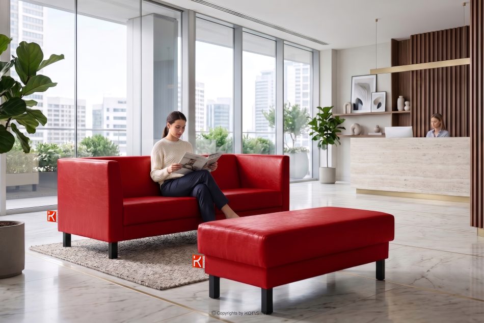 ESPECTO Ottomane für Sofa aus Kunstleder rot rot - Foto 9