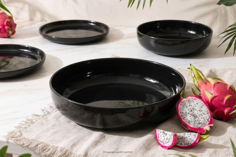 VICTO Tafelservice glänzend schwarz 6-Personen (18-tlg.) Schwarz glänzend - Foto 13
