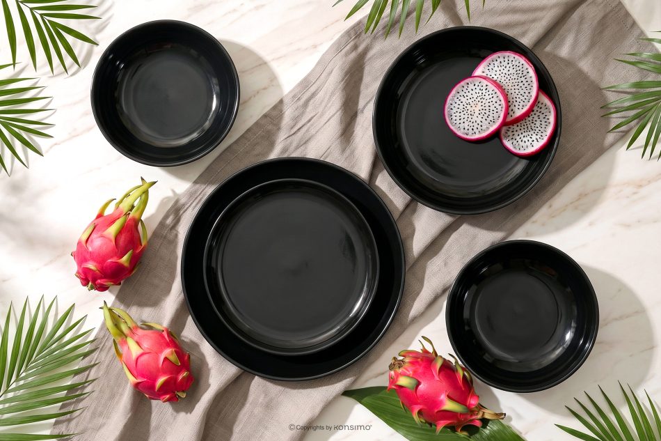 VICTO Tafelservice glänzend schwarz 6-Personen (18-tlg.) Schwarz glänzend - Foto 14