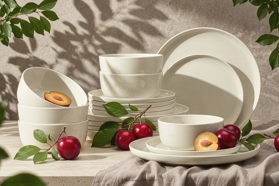 VICTO Beige glänzendes 6-Personen-Tafelset (18 tlg.) beige glänzend - Foto 1