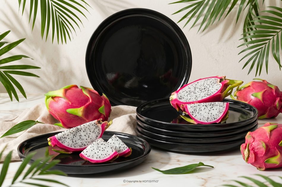 VICTO Dessertteller glänzend schwarz 6tlg. Schwarz glänzend - Foto 1