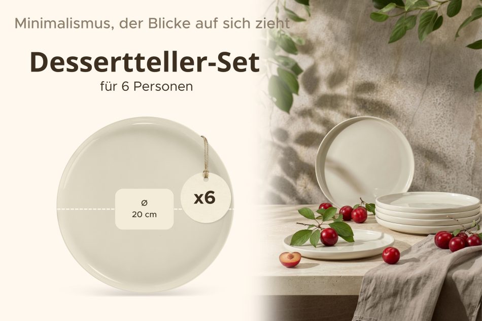 VICTO Dessertteller glänzend beige 6tlg. beige glänzend - Foto 6