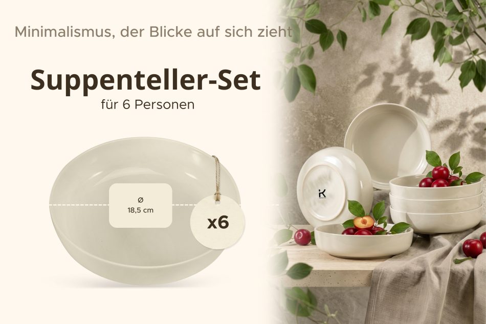VICTO Suppenteller beige glänzend 6tlg. beige glänzend - Foto 6
