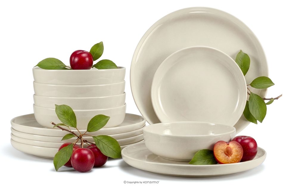 VICTO Tafelservice glänzend beige 6-Personen (12 tlg.) beige glänzend - Foto 0