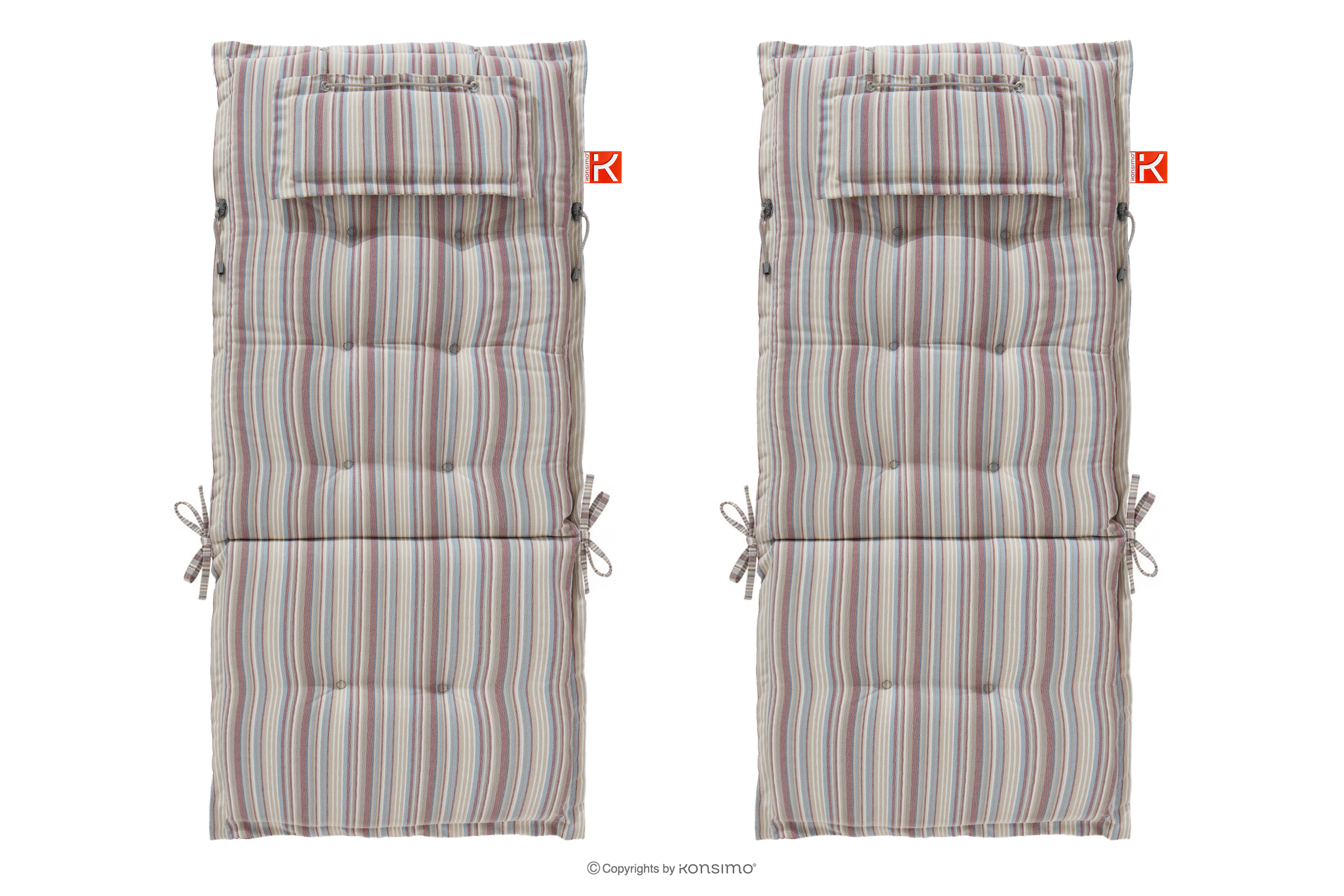 Gartenkissen für Sessel weiß/blau/beige/rot 2 tlg.