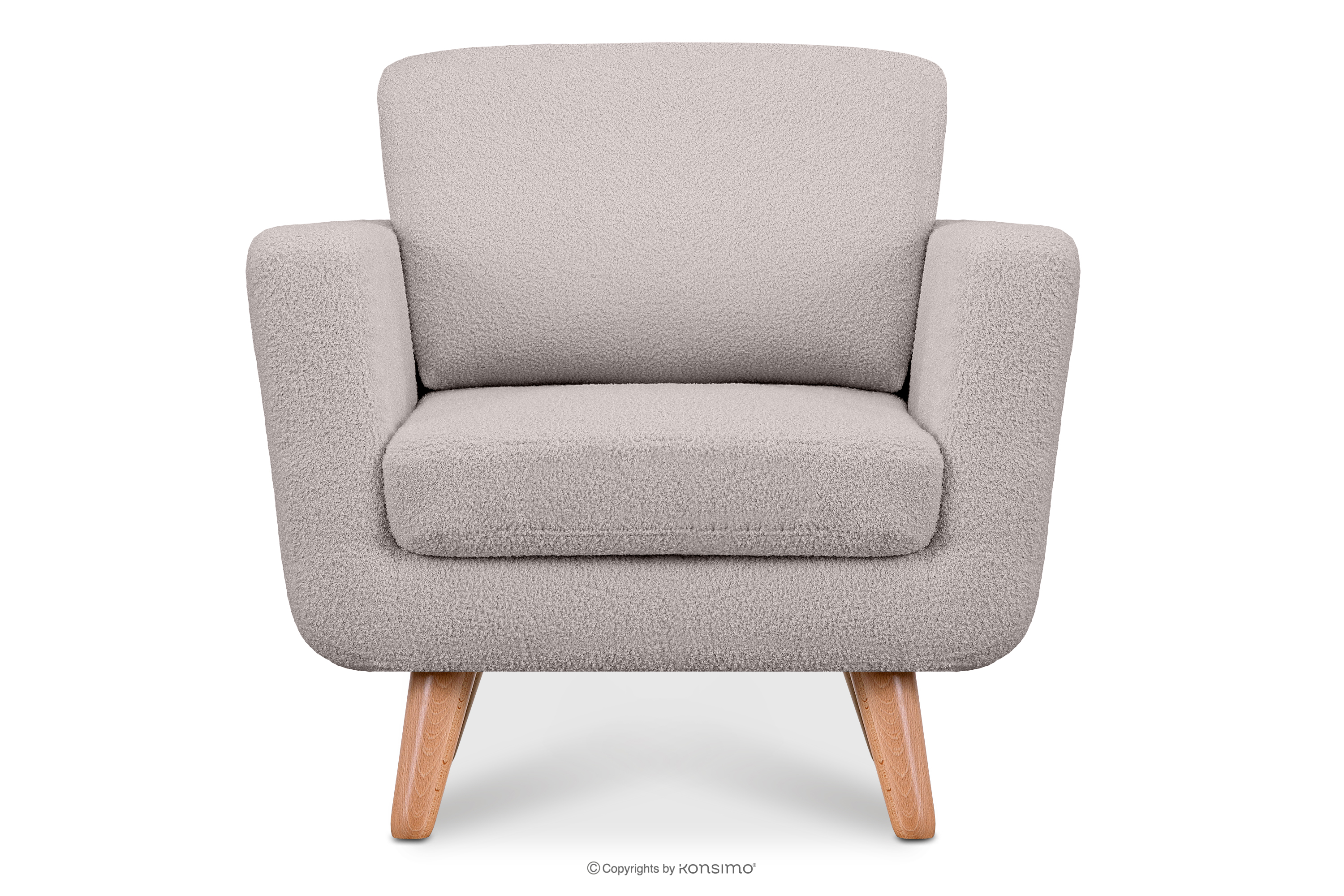 Hellgrauer skandinavischer Sessel Bouclé