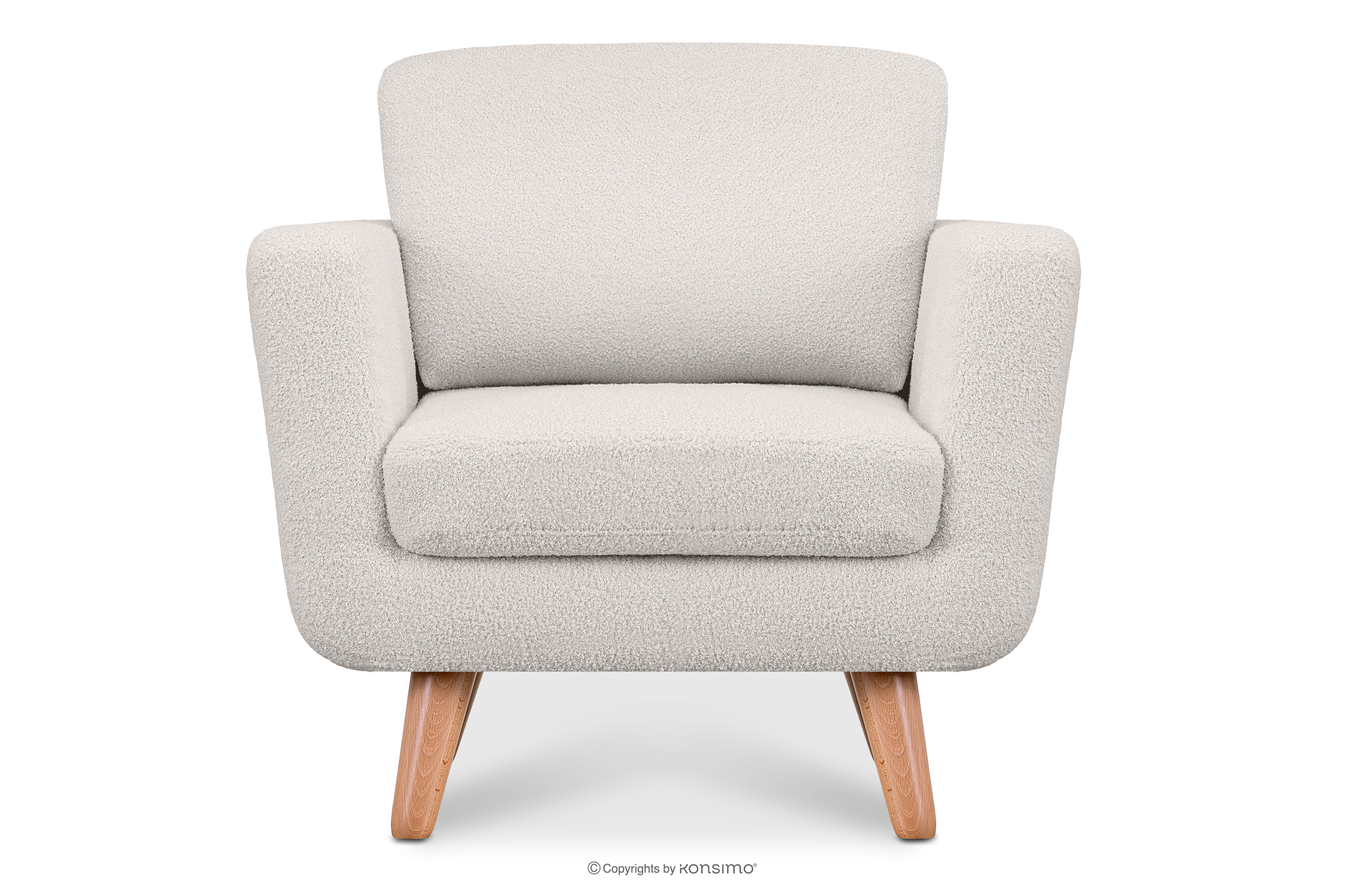 Weißer skandinavischer Sessel Bouclé