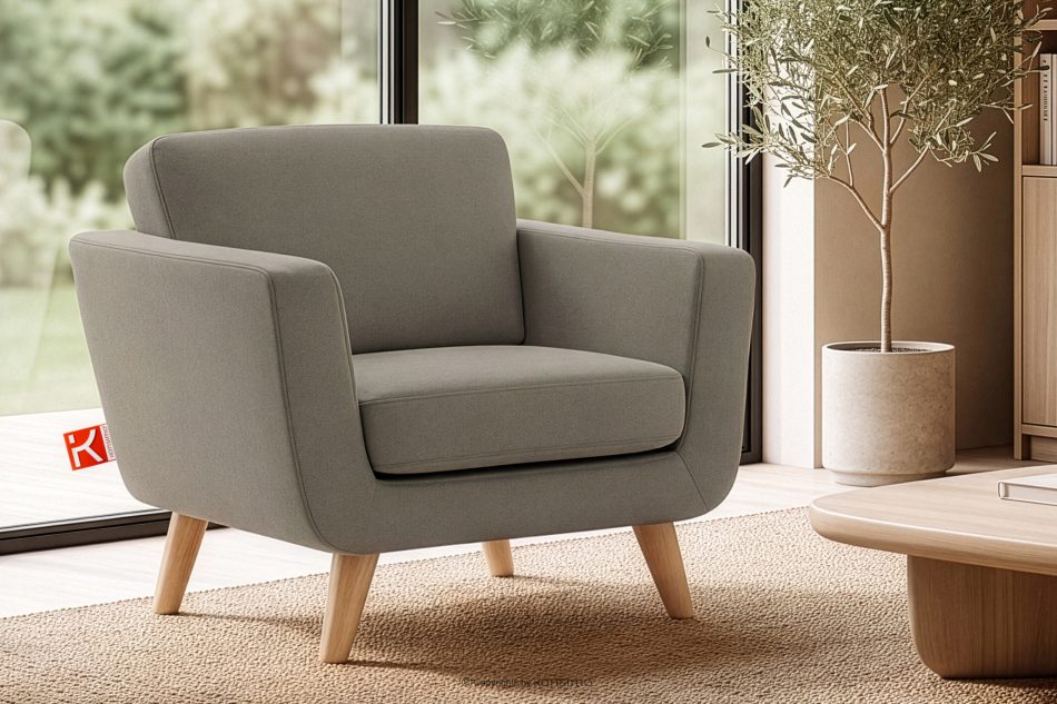 TAGIO Beigefarbener skandinavischer Sessel beige - Foto 1
