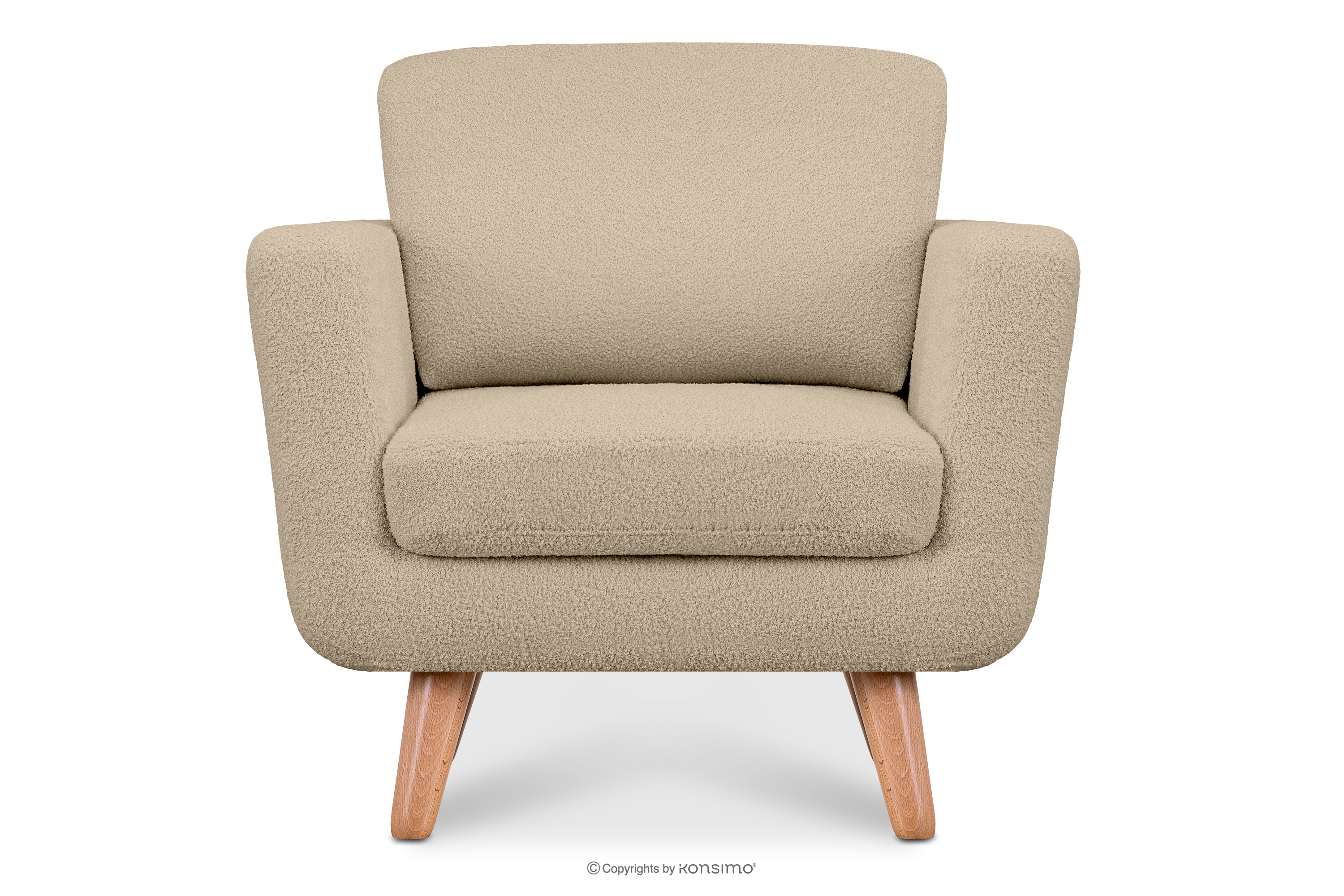 Beiger skandinavischer Sessel Bouclé